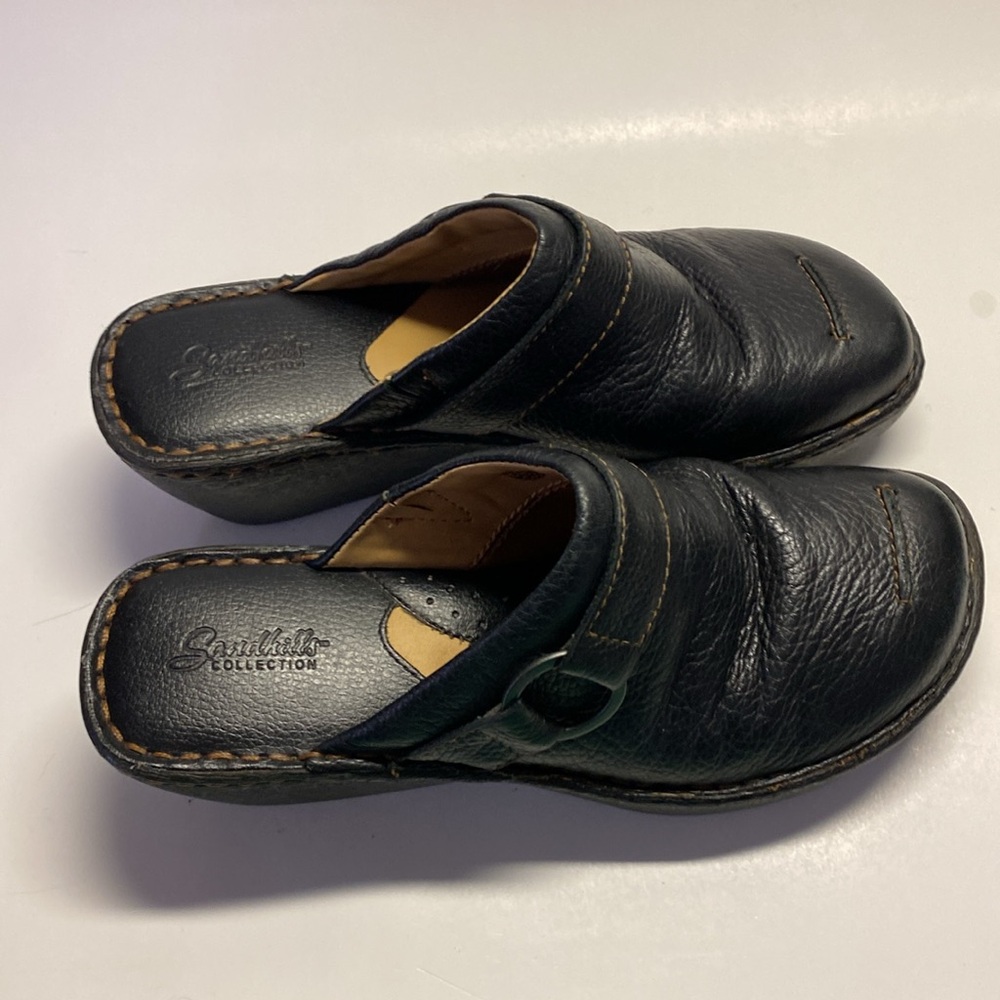 CABELA’S Sandhills Collection Leather Clogs Size 8M Black - Picture 2 of 7